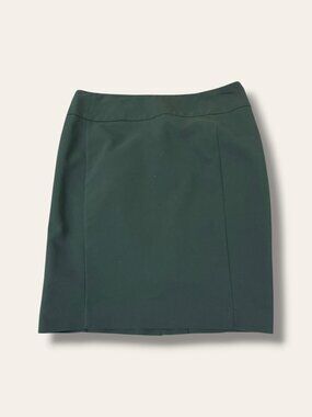 THE TORIE SKIRT Womens 6 Dark Green Pencil Skirt Back Slit Zipper Office
